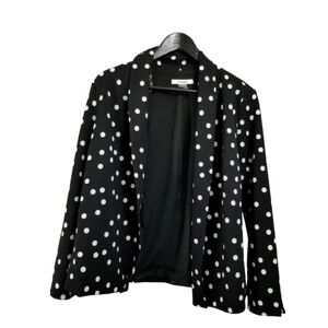 TanJay black and white polka dot open front blazer in a size 14